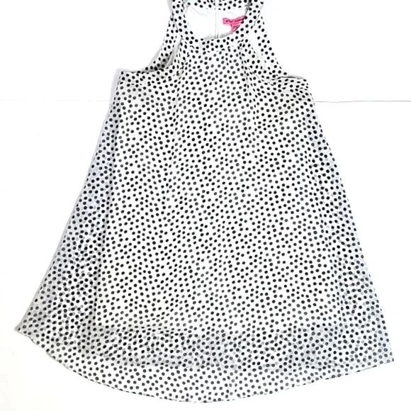 Betsey Johnson White & Black Polka-dot Halter Neck Back Zip Flowy Swing Dress - Picture 3 of 16